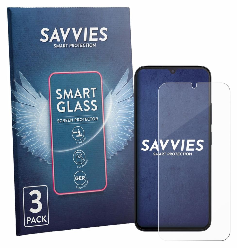 3x Savvies Schutzglas Folie für Xiaomi Redmi A7 9H Panzer Schutzfolie Glas Displayschutz klar transparent