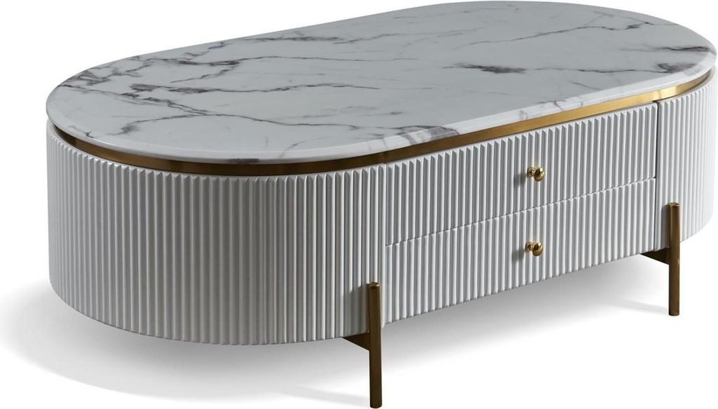 Holz Couchtisch in Natur mit Edelstahl – modernes Design