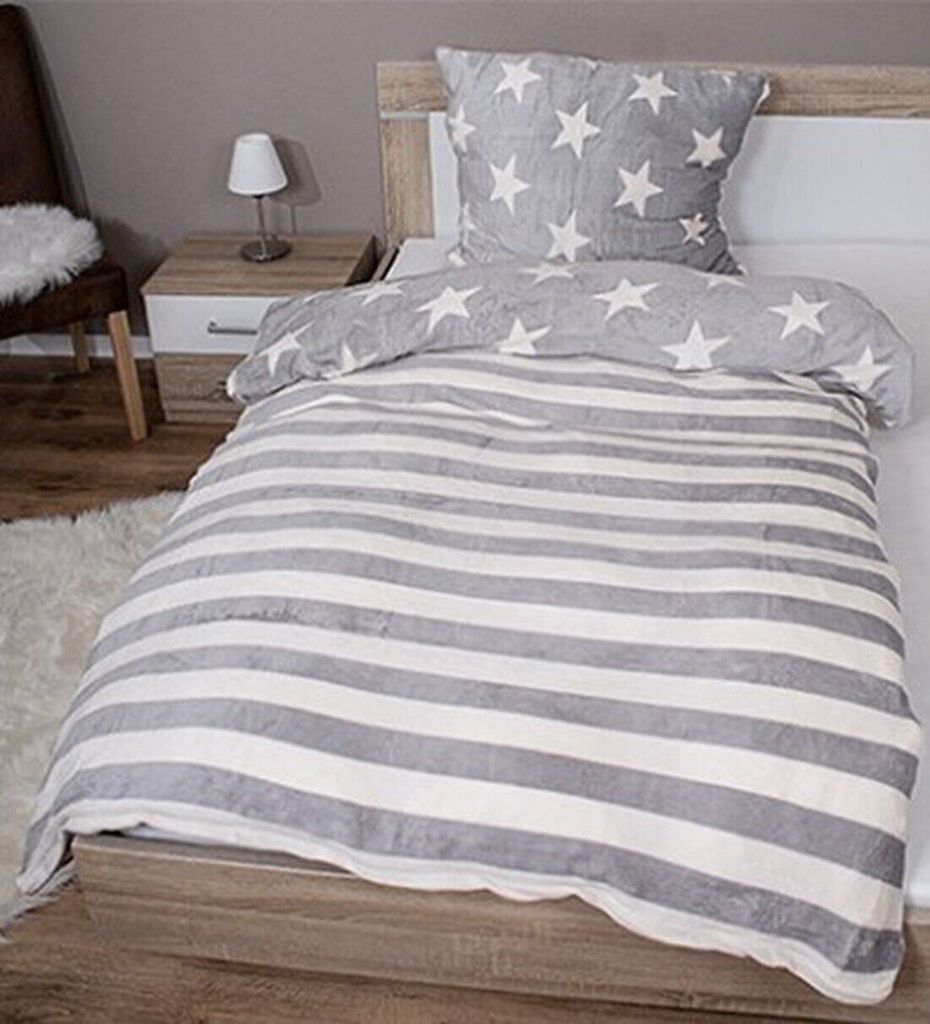 2-teilig Wende Winter Bettwäsche Set Bettbezug 135x200 Kissenbezug 80x80 Teddy Plüsch Cashmere Touch Mikrofaser Super Soft Warm Weich Unisex