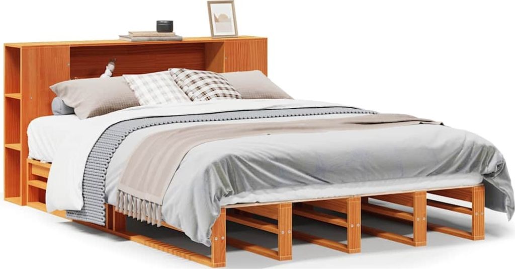 vidaXL Massivholzbett ohne Matratze Wachsbraun 150x200 cm Massivholz