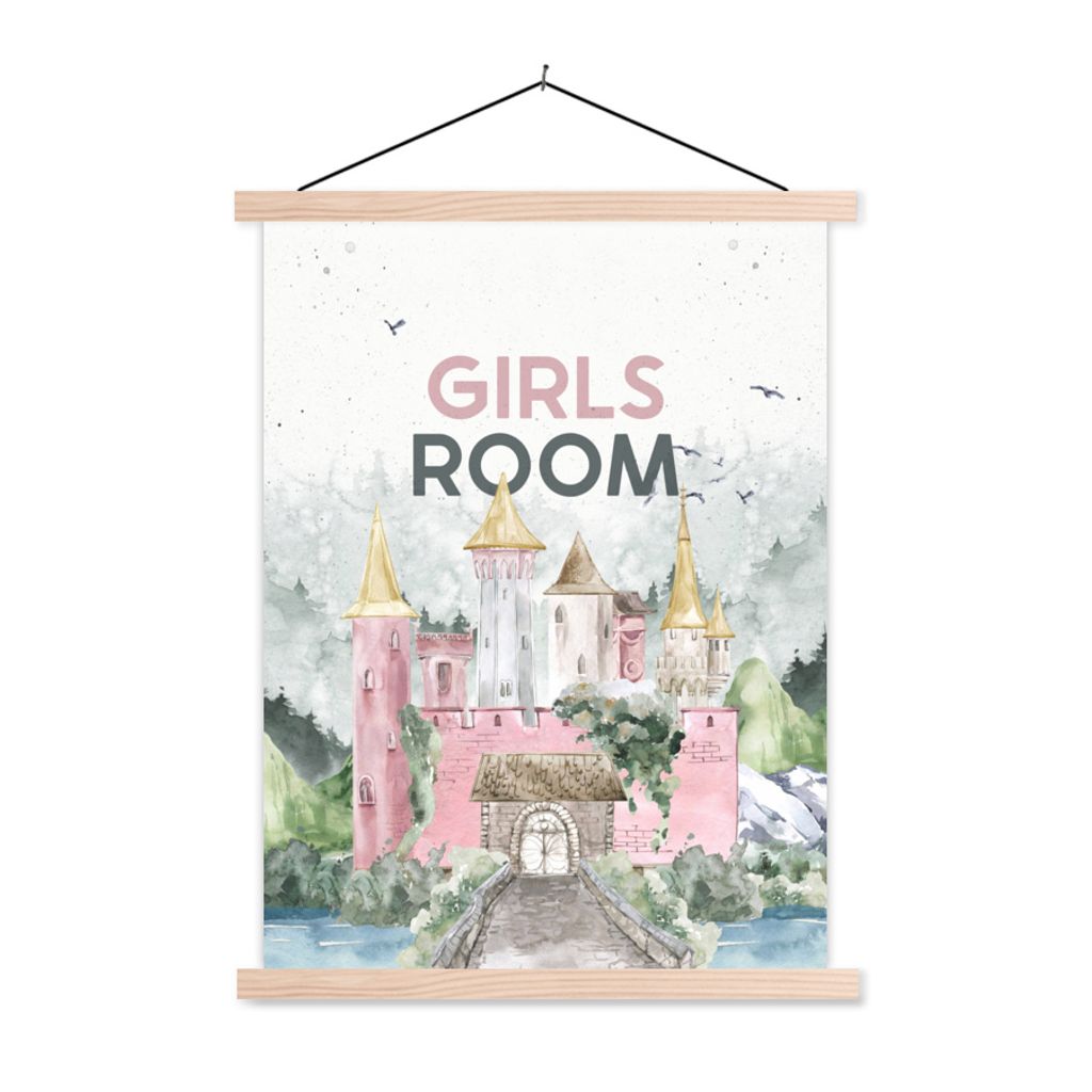 MuchoWow Textilposter Sprichwörter - Mädchenzimmer - Mädchen - Zitate - Kinder - Baby - Mädchen 60x80 cm mit holzfarbenen Rahmen - Wandbild