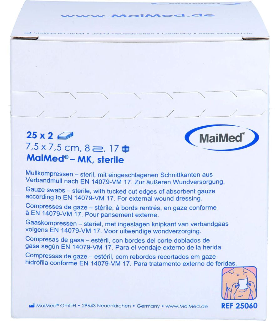 MaiMed Mullkompressen steril 8- lagig 50 Stück 7,5 cm x 7,5 Produktbild 