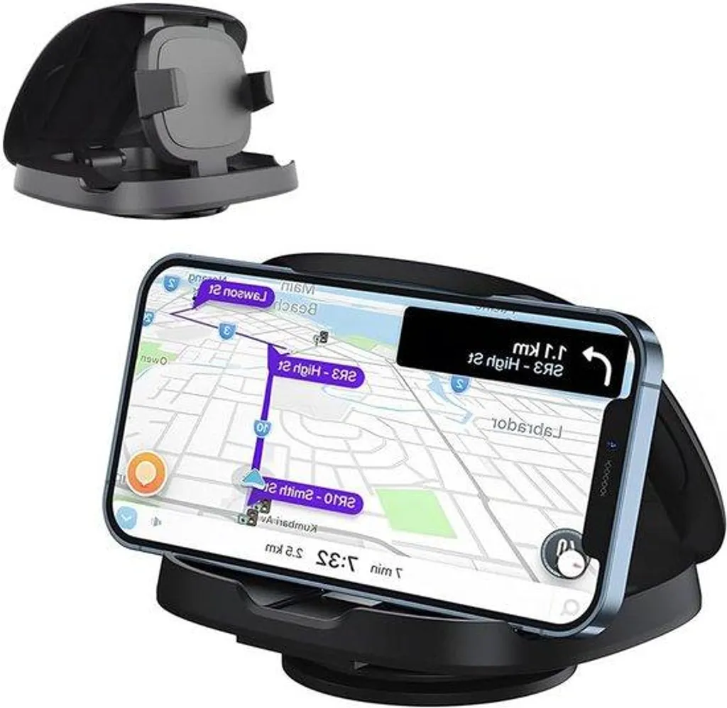 Support voiture pour téléphone noir pivotant idéal pour la navigation