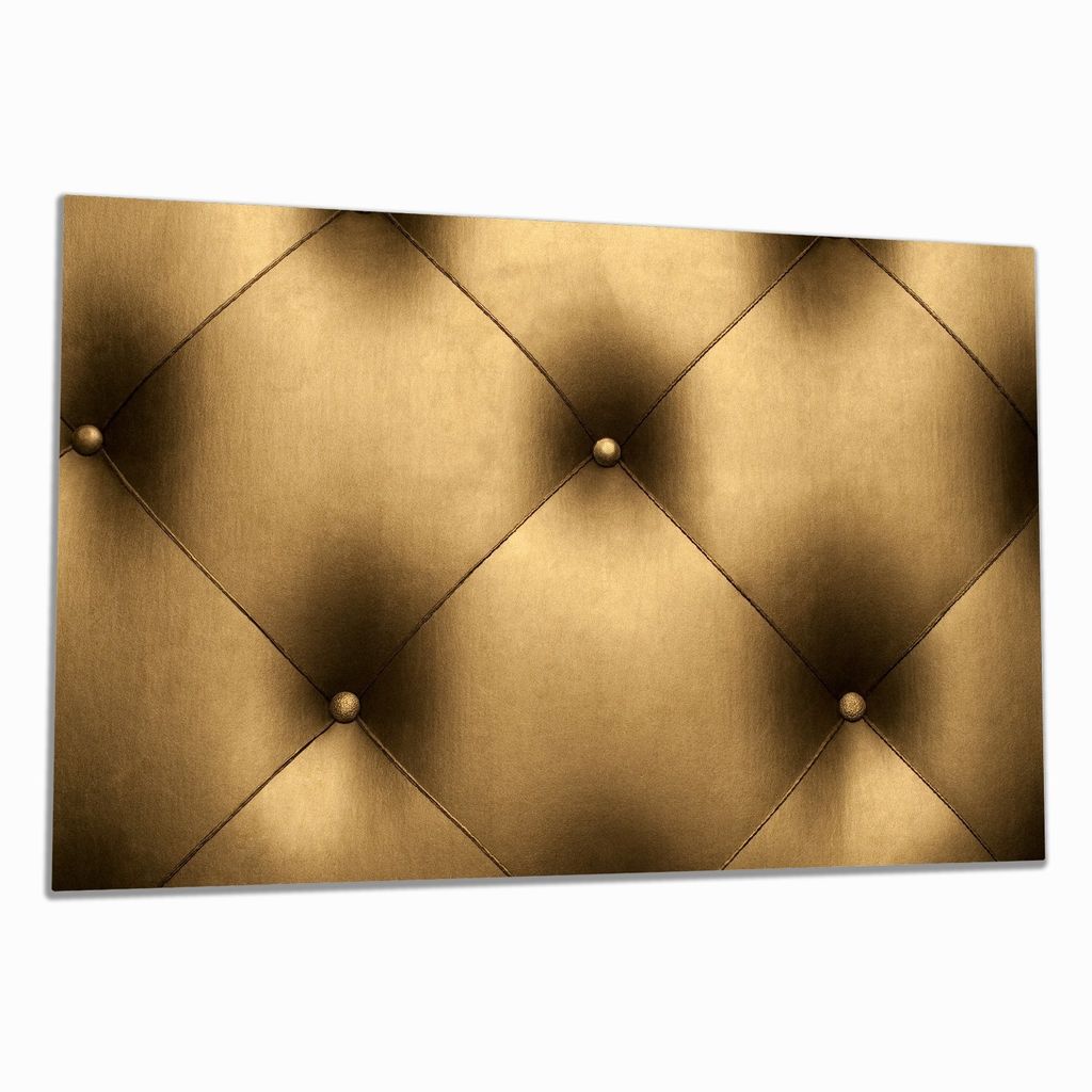Wallario Herdabdeckplatte aus Glas, Größe 80 x 52 cm 1-teilig, Motiv Goldene Ledertür