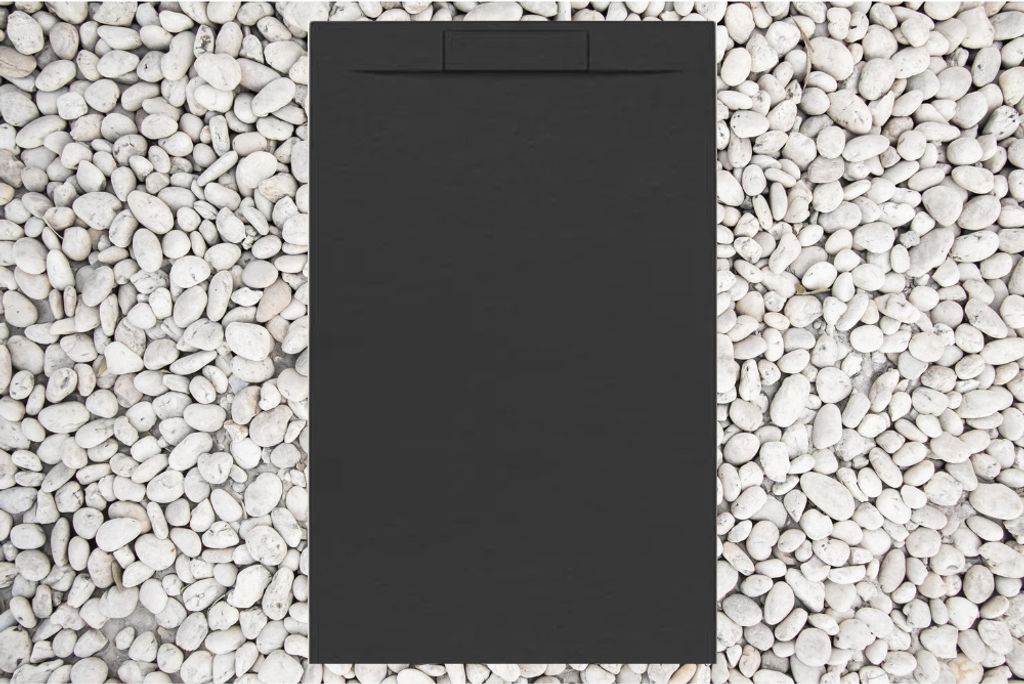 Duschwanne 75X185 cm Schwarz Vulcano Line PLUS Aus Harz und Marmorpulver Mit Seitengitter AUS MARMORESINA - FRASCIO