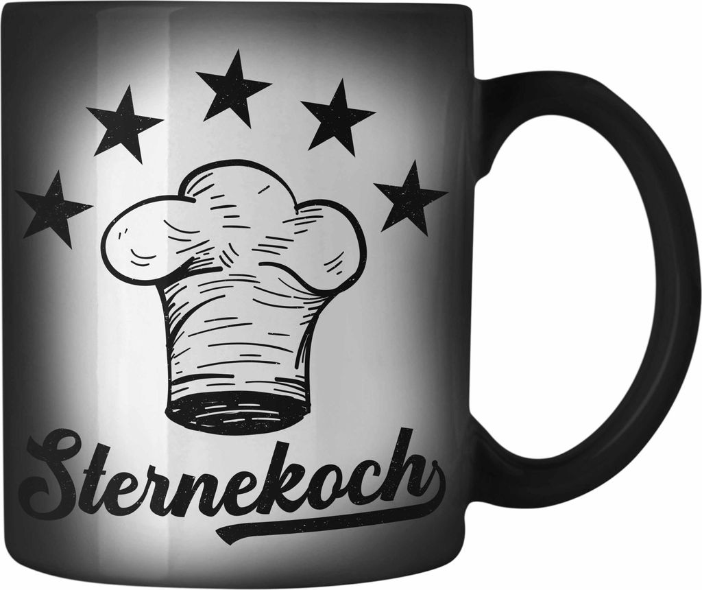 Trendation - Koch Geschenk Farbwechsel Zauber-Tasse Sternekoch Geschenkidee Lustiger Spruch (Schwarz)