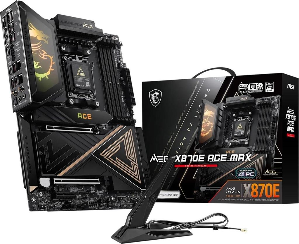 MSI MEG X870E ACE MAX, AMD, Sockel AM5, AMD Ryzen 7000 Series, AMD Ryzen 8000 Series, AMD Ryzen 9000 Series, Sockel AM5, DDR5-SDRAM, 256 GB