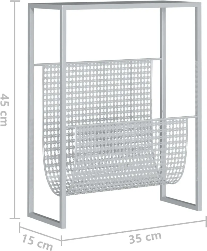 Portariviste Argento 35x15x45 cm Acciaio | Arredo Design Moderno - 7