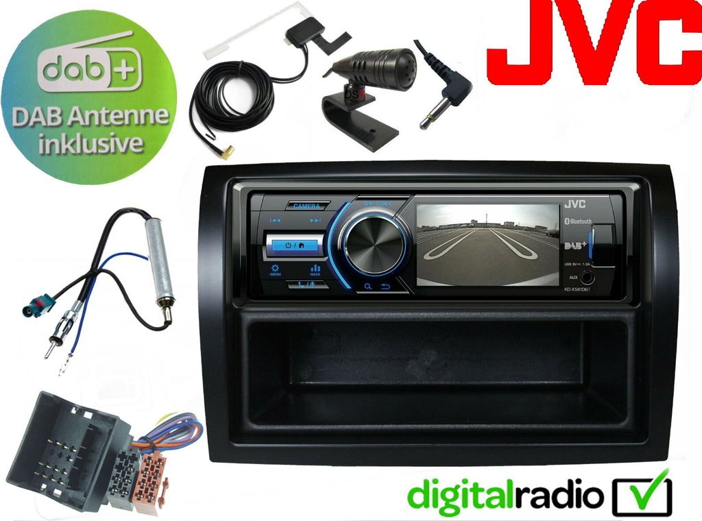 JVC TFT Bluetooth DAB+ USB Radio Antenne inkl für Fiat Ducato 250 2006-2020