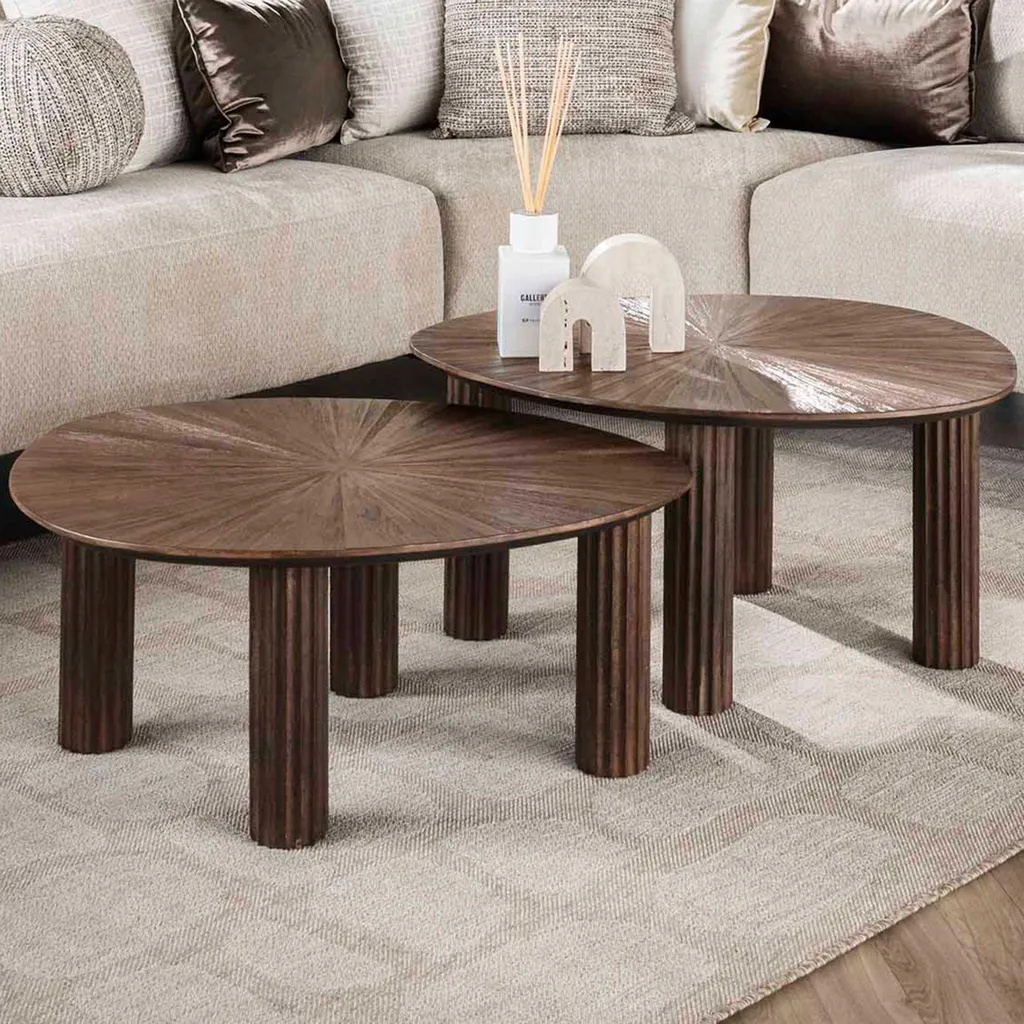 Table basse triangulaire modulable Maya en teck pour salon moderne - 2