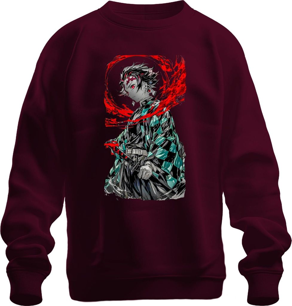 Tanjiro Kamado Demon Slayer Anime Schwert Blut Manga Geschenk Uni Sweatshirt Pullover, Burgundy, L