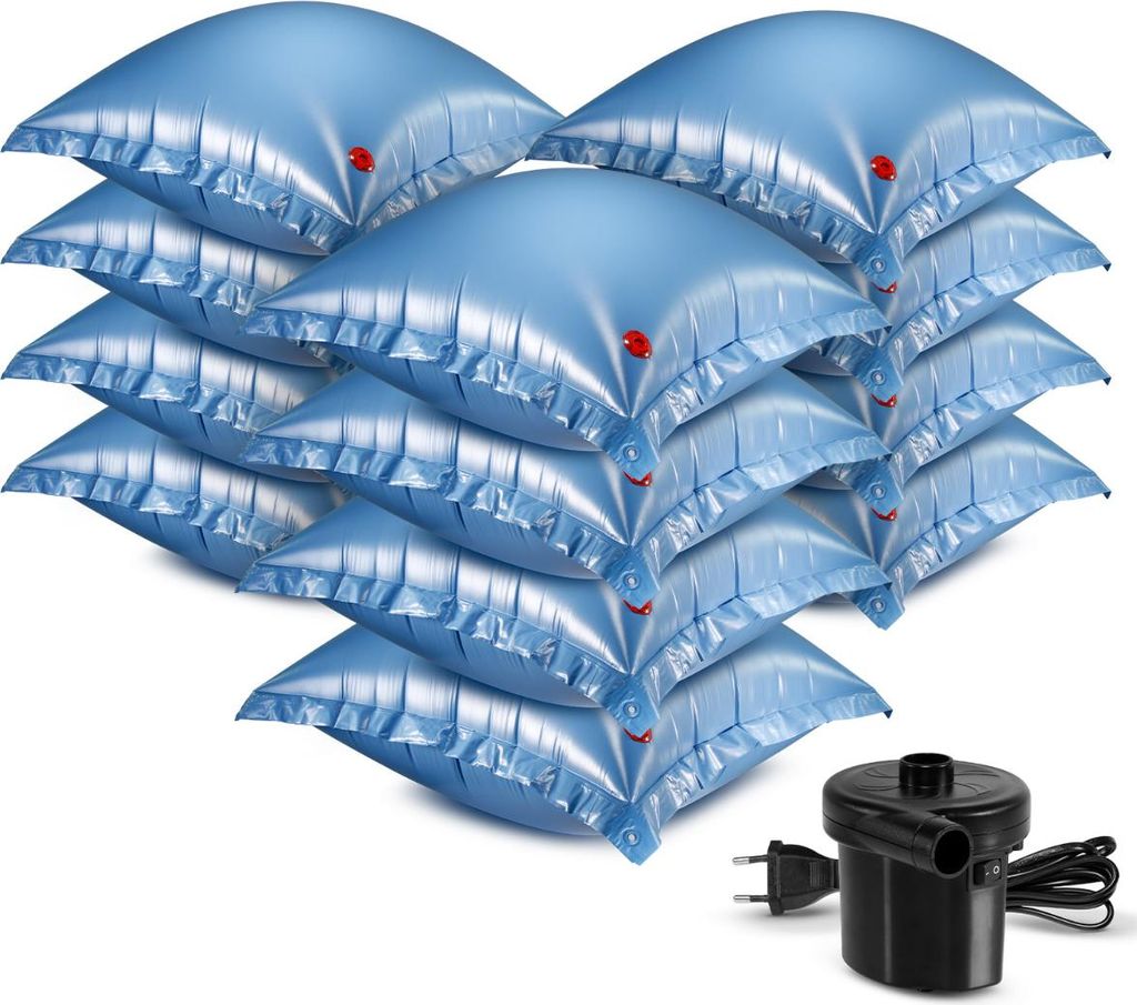 Pool Luftkissen für Winterabdeckplanen 12er-Set inkl. Elektropumpe