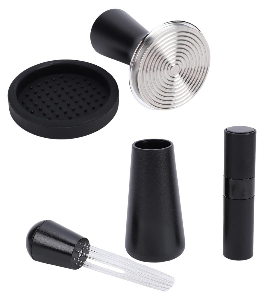 Zubehör für Kaffeemaschinen: 58-mm-Kaffeestampfer, Nadel-Kaffeeverteiler, Silikonhalter für Kaffeestampfer, Sprühflasche für Kaffeebohnen