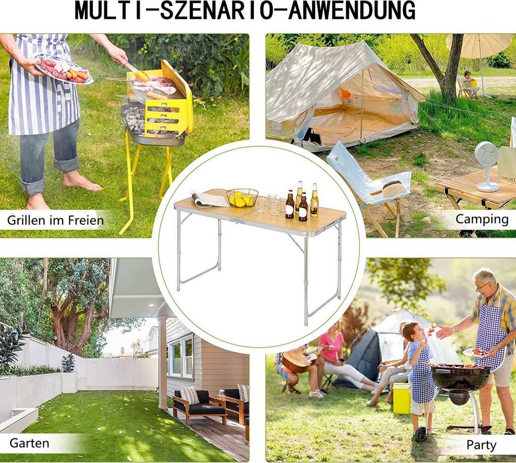 WOLTU Kempingový stôl Skladací stôl Výškovo nastaviteľný Obrázok produktu 4