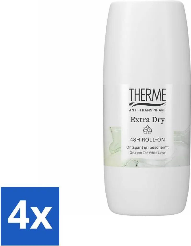 Anti-transpirant Therme Extra Dry Zen White Lotus Roller Pack de 4 x 60ml