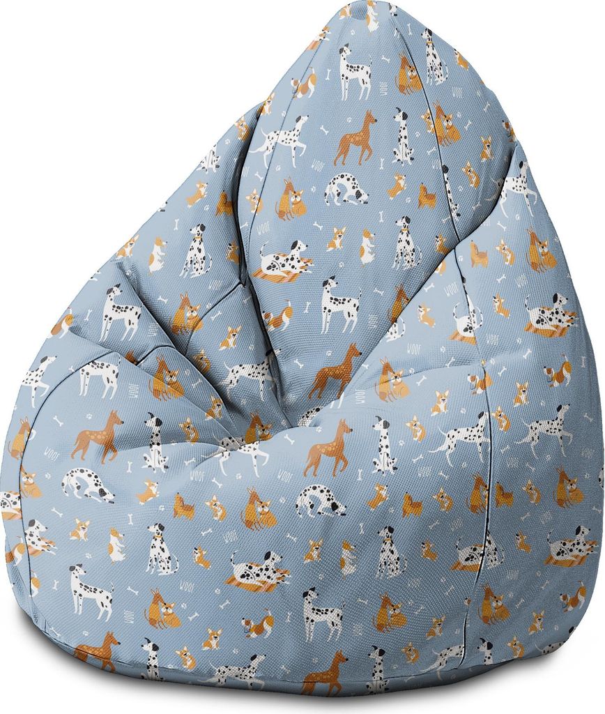 Dreamroots Bean Bag Sitzsack Kinder mit füllung, Bodenkissen Kinder Sitzsack, Sitzsack Kinderzimmer 70x70x105 cm, Cartoon Dogs