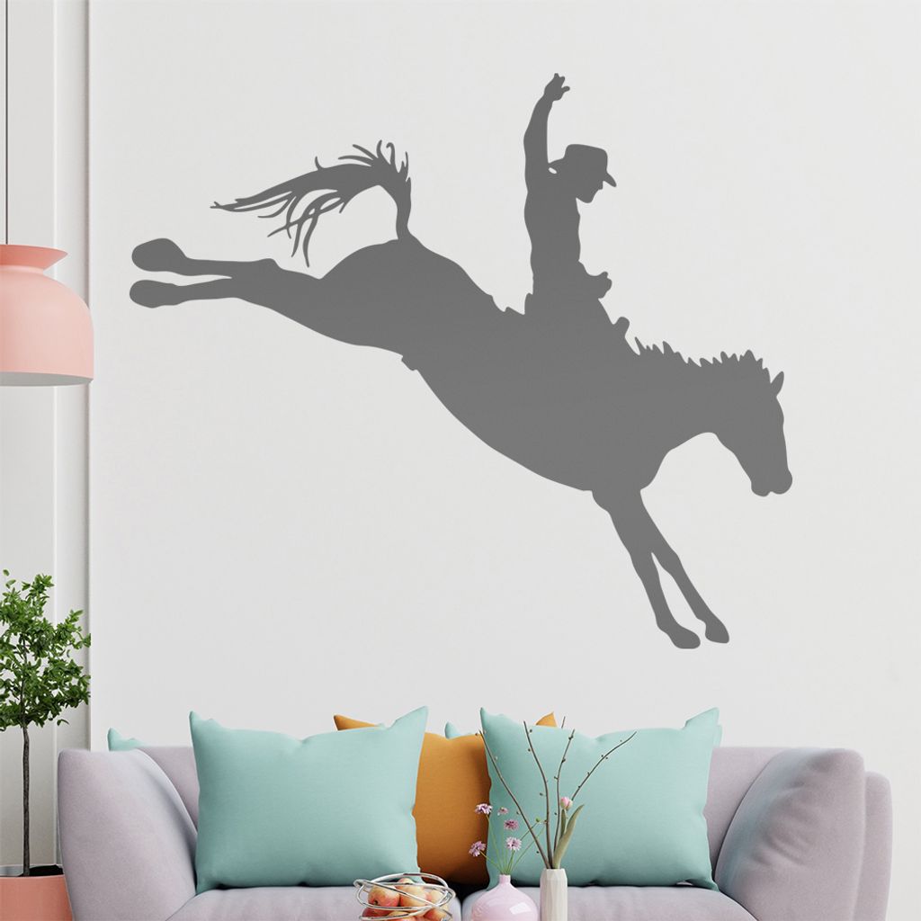 KIWISTAR Cowboy Pferd - Reiten Arena Rondeo Wandtattoo in 6 Größen - Wandaufkleber Wall Sticker - Dekoration, Küche, Wohnzimmer, Schlafzimmer, B...