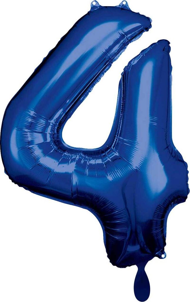 amscan 2828201 Folienballon XXL Zahl 4 - blau