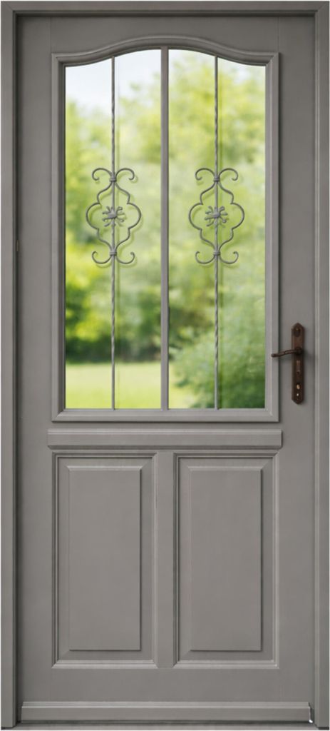 Porte d'entree Bois vitree, Santiago gris marron RAL7039, Image du produit 