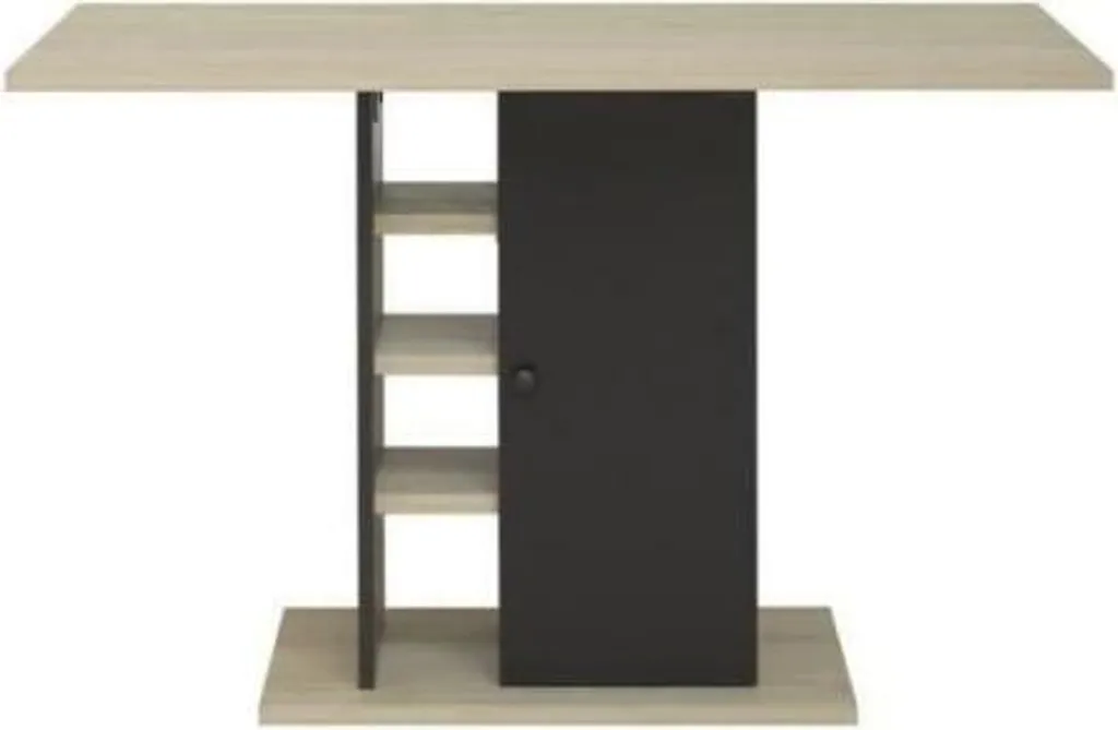 Table de repas gain de place avec placard bois chêne et noir 120x80x75cm