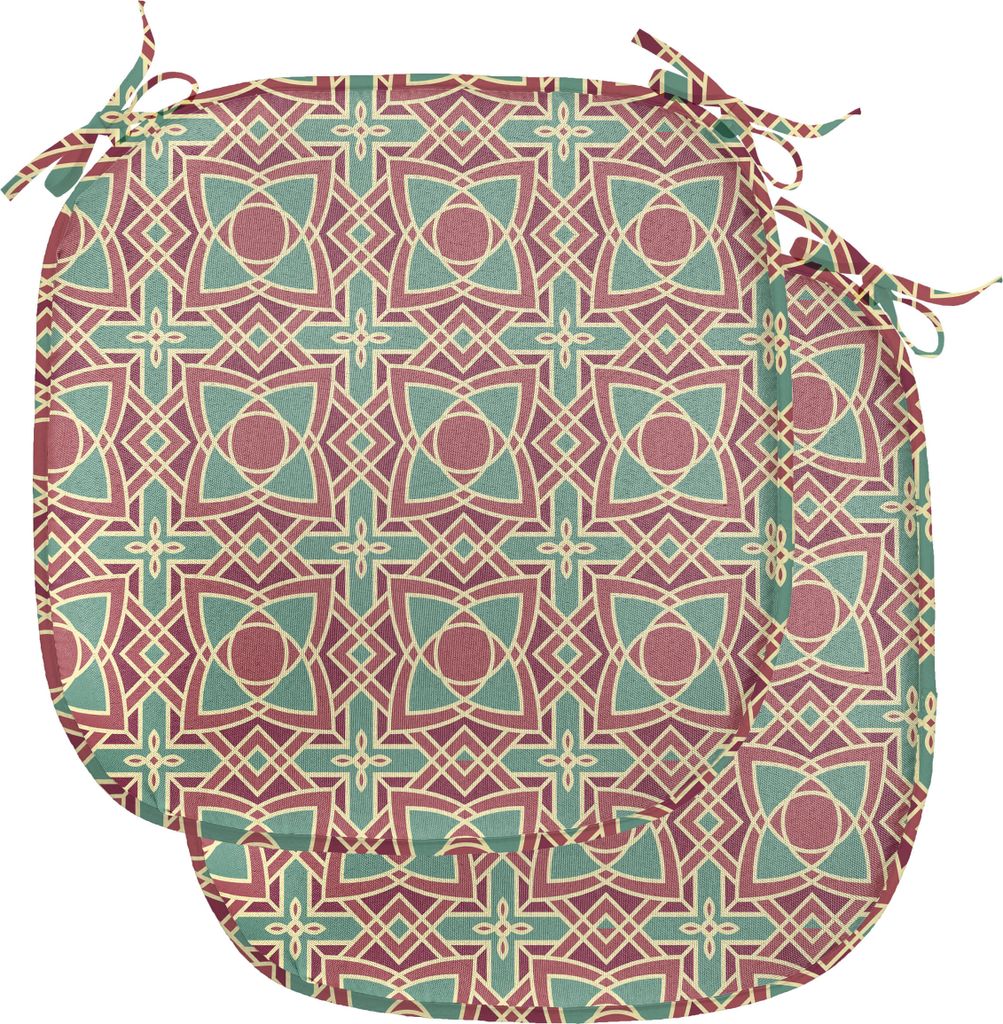 ABAKUHAUS Ethnisch Polster für Esszimmerstühle, Rahmen große Blüten-, Dekoratives wasserfestes Kissen mit Riemen für Küchensitze, 40 cm x 40 ...