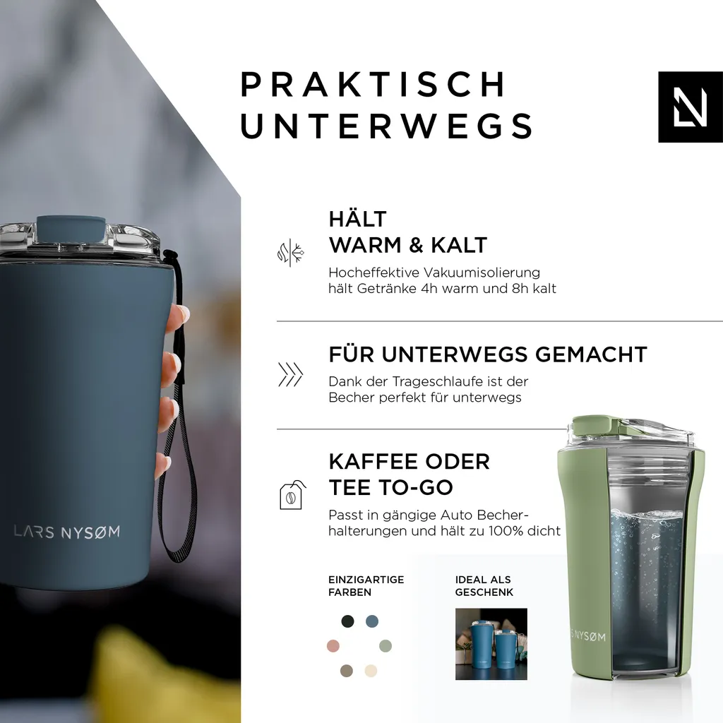 LARS NYSØM Tazza da Viaggio Sage 0.38L: Sostenibile e Isolata - 2