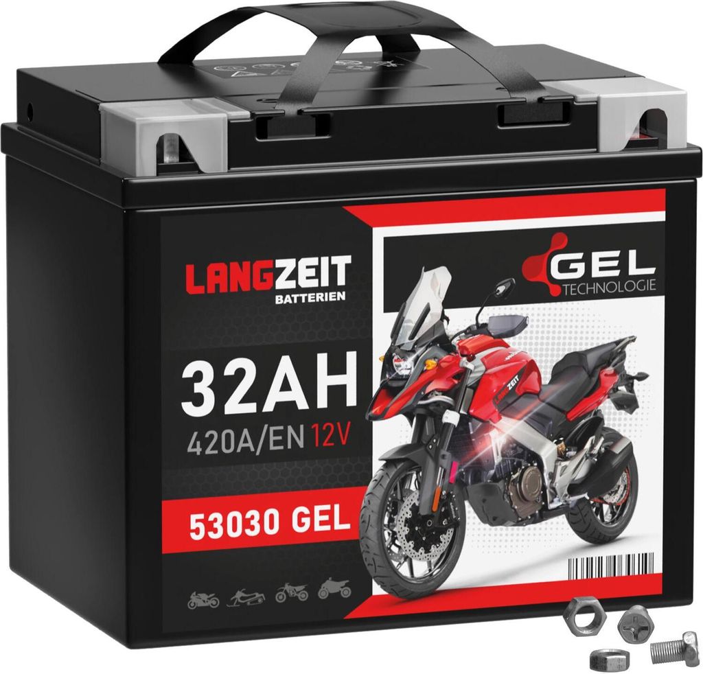 LANGZEIT Y60-N30L-A GEL Motorradbatterie 12V 32Ah 420AEN GEL Batterie 12V 53030 anstatt 28Ah 30Ah