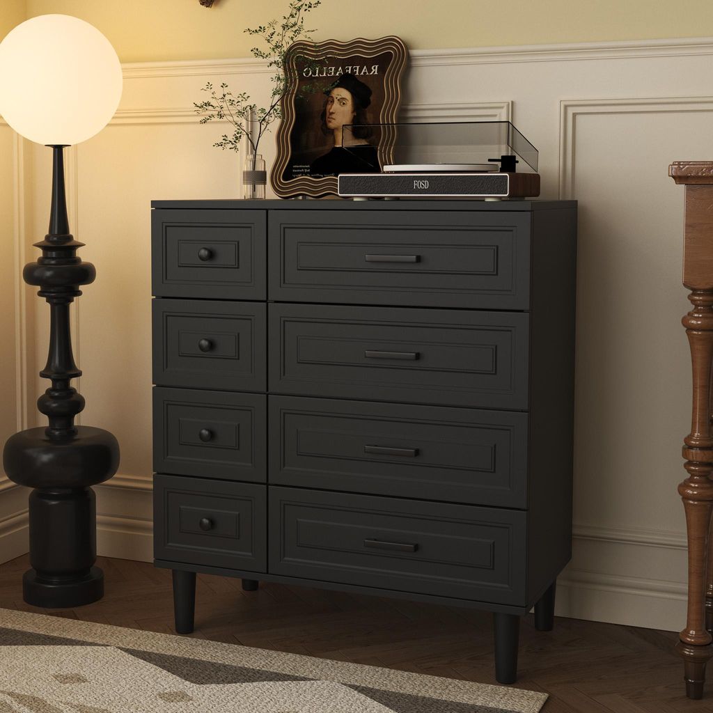 HOMAVO DG3 Kommode – Elegantes Design für Wohnzimmer, Flur oder Schlafzimmer, 8 geräumige Schubladen, pflegeleichte Melaminoberfläche,Holz