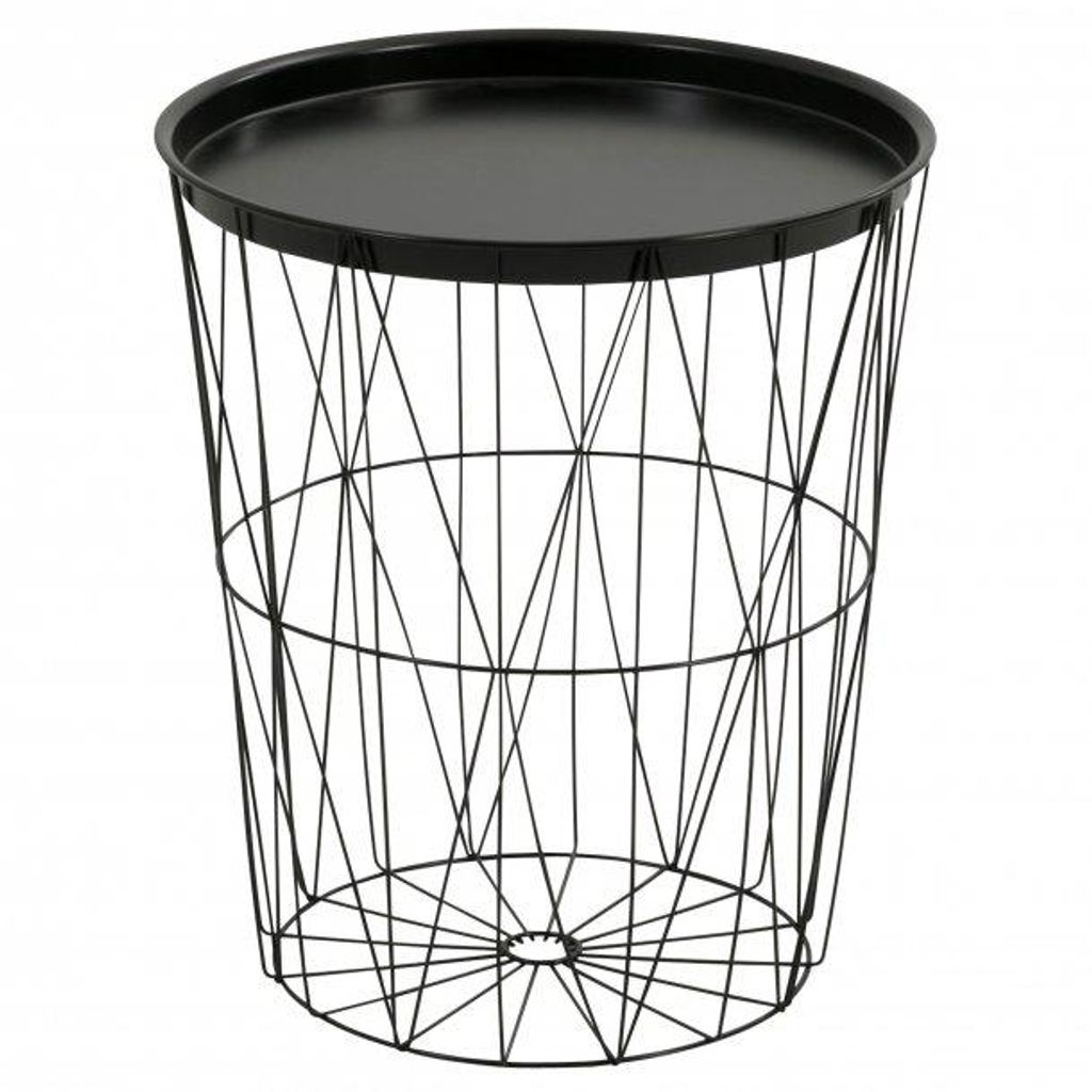 Beistelltisch Metalltisch Couchtisch Drahttisch rund schwarz 46x40 cm Tablett funktion
