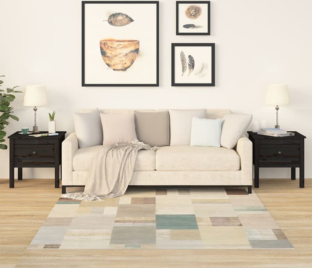 The Living Store Beistelltische 2 Stk. Schwarz 50x50x49 cm Massivholz Kiefer