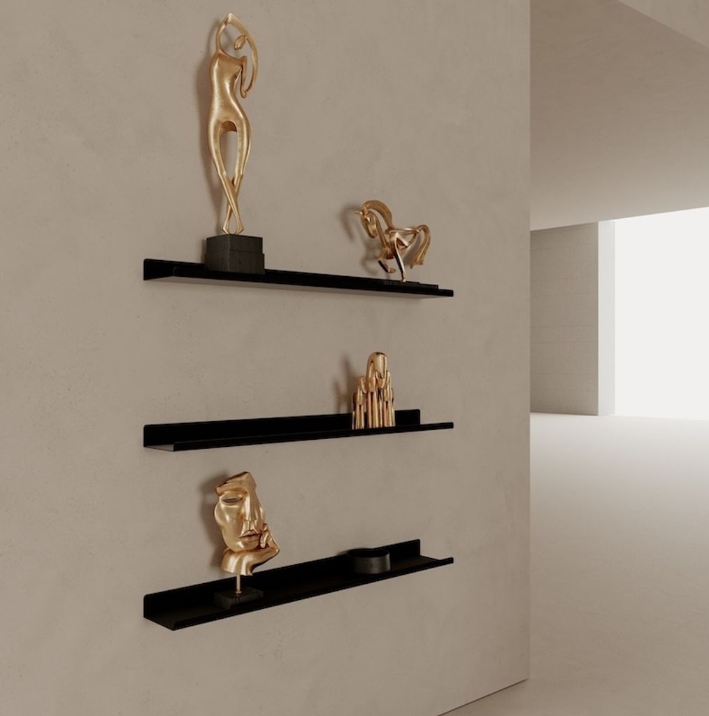 Minimalistisches Regal aus Stahl in Schwarz/Weiß/Sandgrau und 3 Größenoptionen, Farbe:Schwarz, Größe:Large