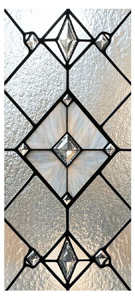 Geometrische Fensterfolie mit Rautenmuster, Sichtschutzfolie im Buntglas-Stil, statisch haftend, Sonnenschutzfolie für Fenster und Glastüren in B...