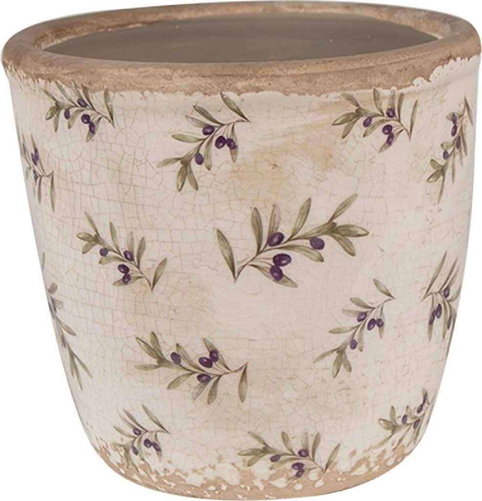 Clayre & Eef Blumentopf Ø 13x12 cm Beige Blau Keramik Produktbild 