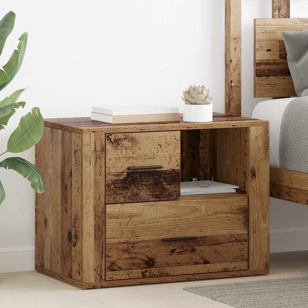 "Schlussverkauf" Nachttisch 1 PC - mit Reichlich Stauraum - mit Schubladen Altholz 35x60x50 cm Holzwerkstoff C9078