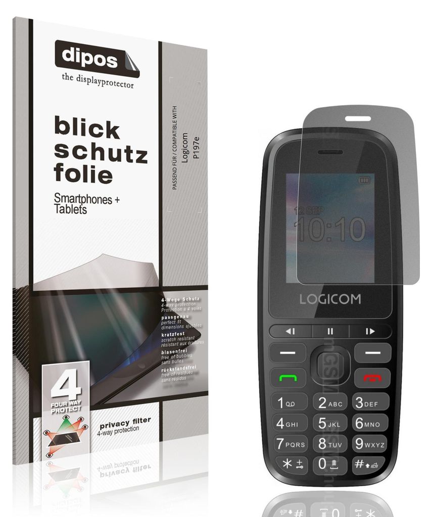 Blickschutzfolie für Logicom P197e matt Schutzfolie Folie Display Schutz dipos