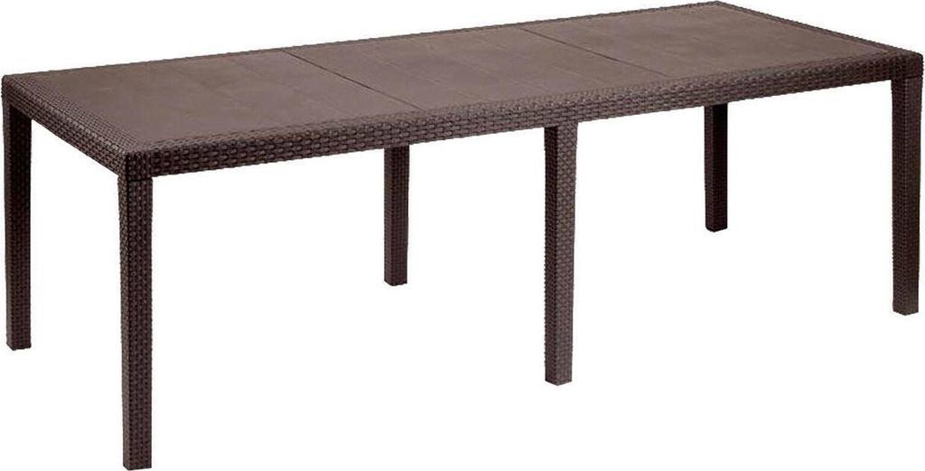 Gartentisch Roma, Rechteckiger ausziehbarer EssRegal, ausziehbarer Gartentisch in Rattan-Optik, 100 % Italy, 150/220x90h72 cm, Braun
