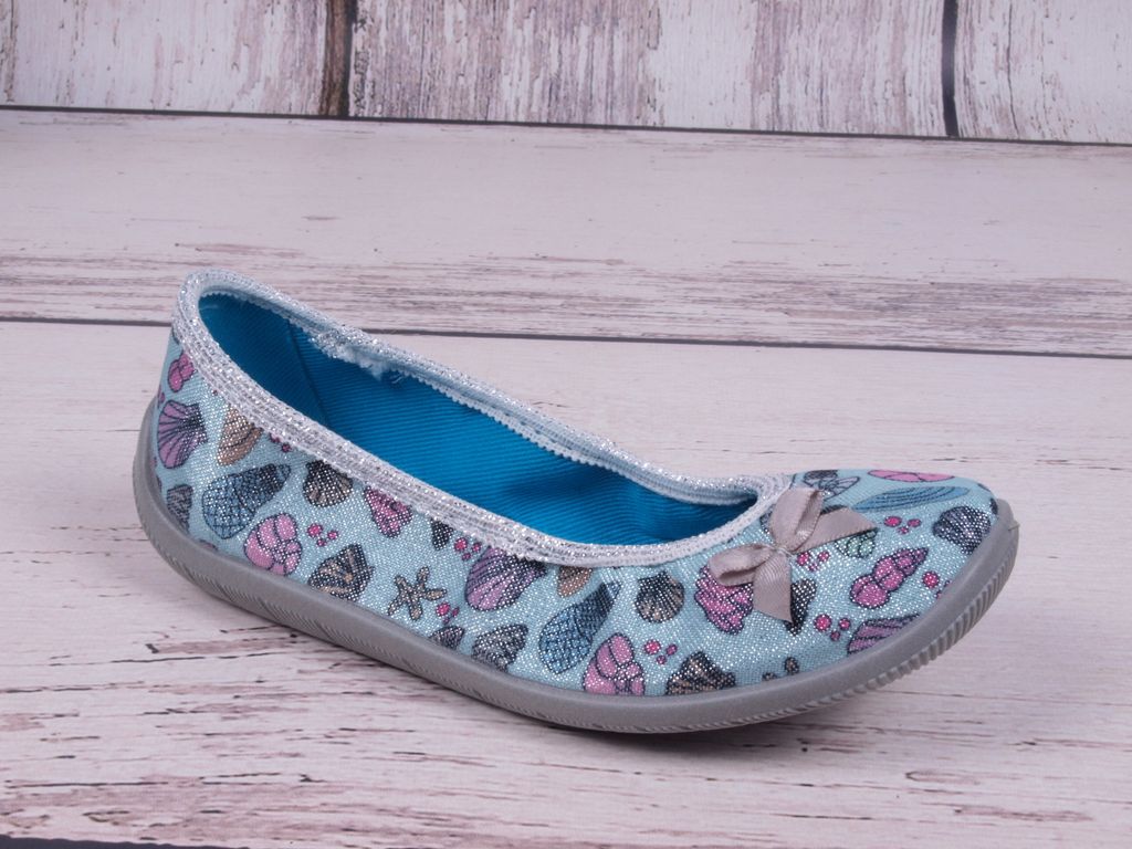 Befado 980X099 türkis-silberne Ballerinas mit Meeresmotiv
