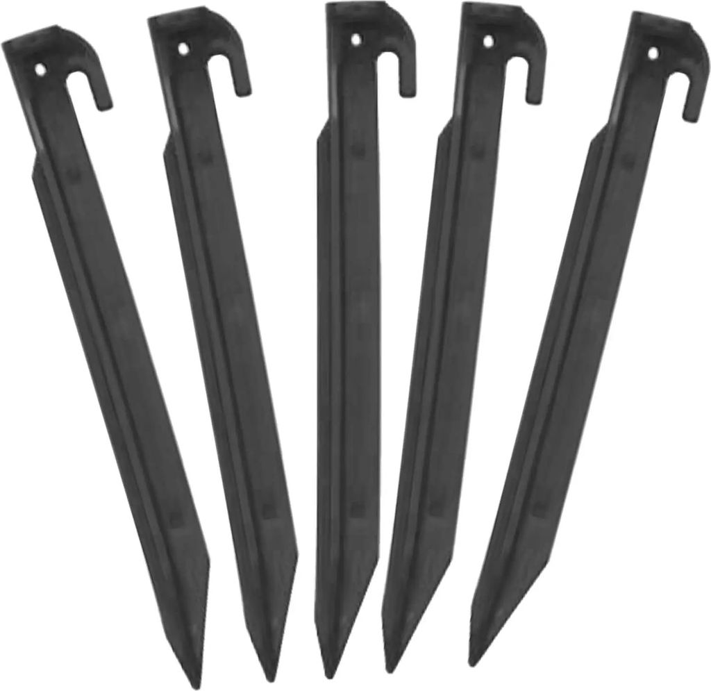 Zelt-Heringe aus Kunststoff 30 cm. Schwarz Heringe Erdnägel Zeltnägel Zeltpflöcke Ultraleicht. 5 Stück