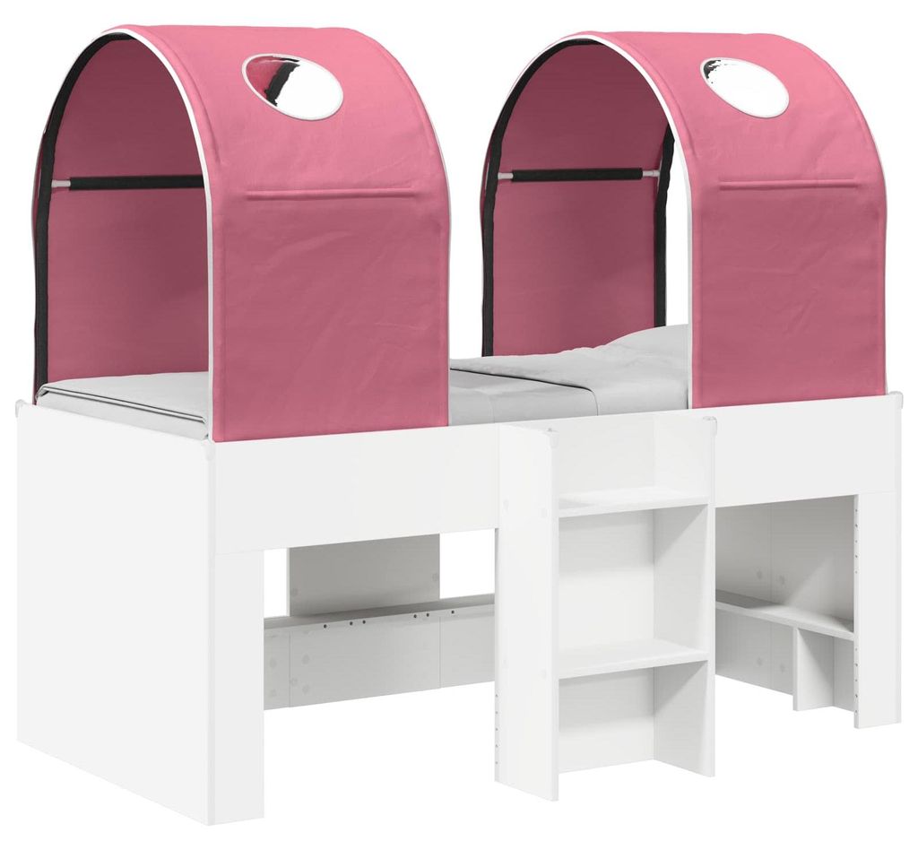 vidaXL Bett mit Tunnel 4 pcs Weiß und Rosa Holzwerkstoff