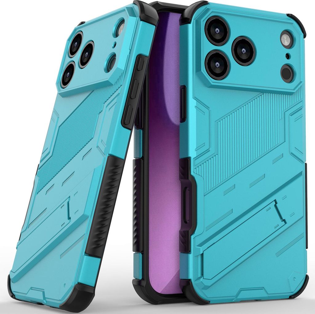 Armor Hülle für iPhone 17 Pro Max Hybrid PC TPU Bumper Stoßfestes Schutzhülle mit Standfunktion Blau