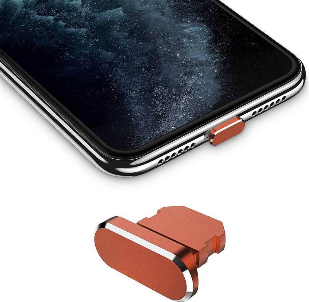 Cadorabo Schutzkappe für Apple iPhone in Orange Staub Schutz Stecker Stöpsel Ladeanschluss