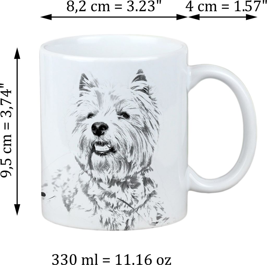 West Highland White Terrier, Weißer Hochlandterrier, Westie - Tasse mit Hund, Tasse mit Bild, personalisiertes Geschenk der Marke Art-Dog