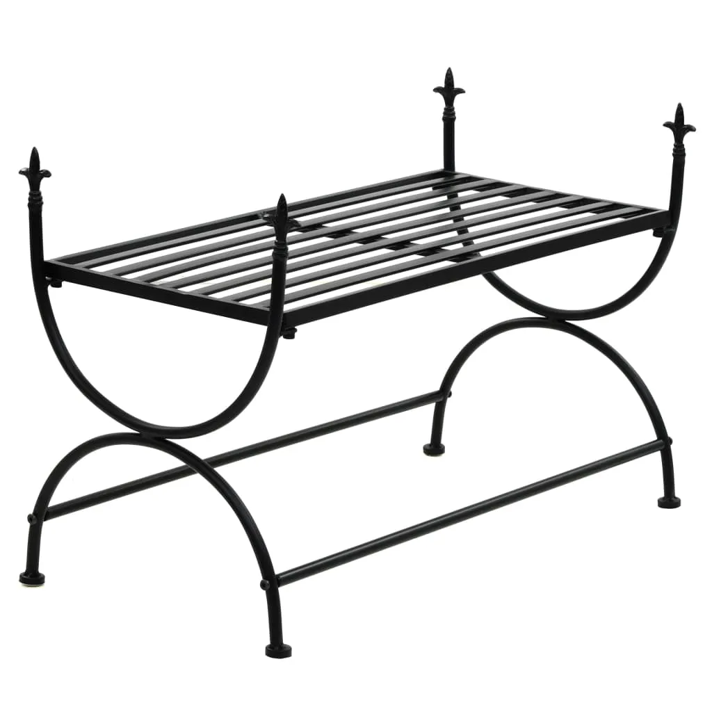 Petit Banc de Balcon Vintage en Métal Noir pour Coin Détente 83 cm