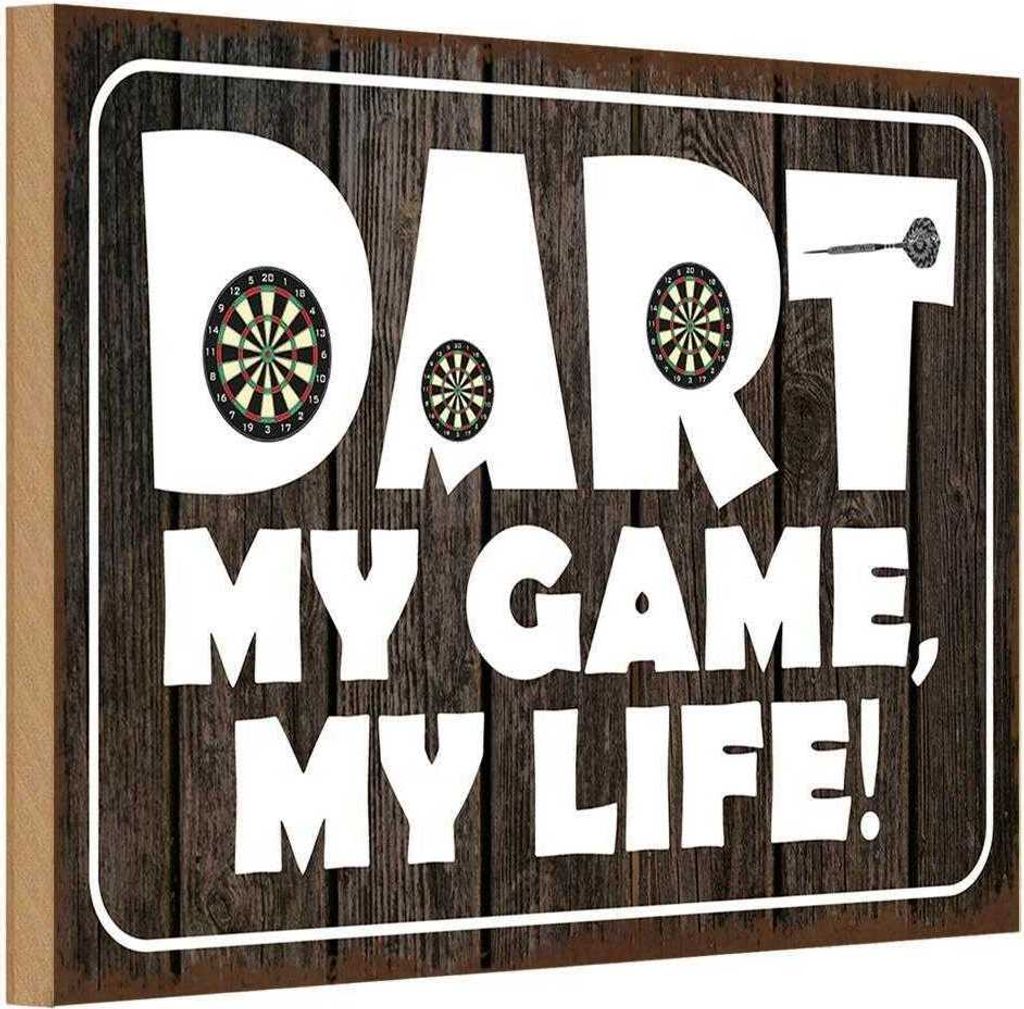 vianmo Holzschild 12x18 cm DART my Game life Sport Hobby Produktbild 