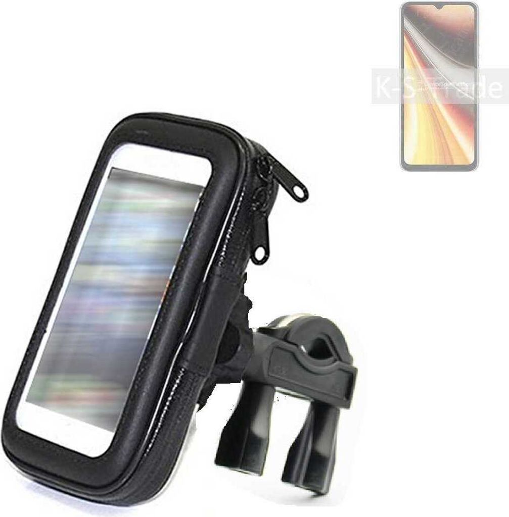 K-S-Trade Fahrrad-Halterung kompatibel mit UMIDIGI Power 7 Max Handy-Halterung Halter Lenkstange Fahrradhalterung Motorrad Bike Mount Wasserabweisend