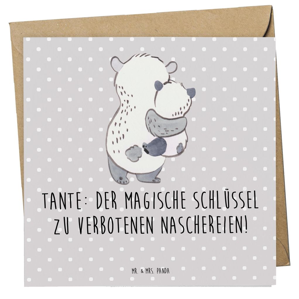 Mr. & Mrs. Panda Klappkarte Zauberhafte Tante - Grau Pastell - Geschenk, Familie, Verwandtschaft, Jubiläen, faltkarte, Handarbeit, Glückwunschkar...