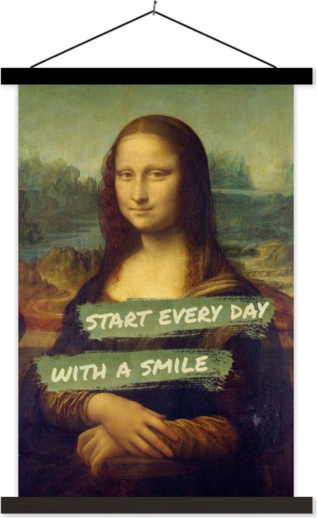 MuchoWow Textilposter Mona Lisa - Da Vinci - Zitat 120x180 cm mit schwarzem Rahmen - Fotos