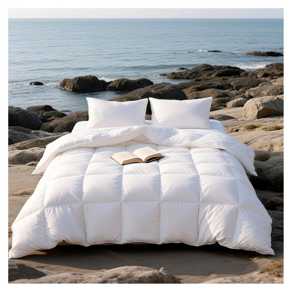 Daunendecke 220x240 100% Flauschige Federn und Daunen, Bettdecke 220x240 aus Baumwolle, Allergiker geeignet mit , RDS für Tierwohl, Medium Ganzjah...