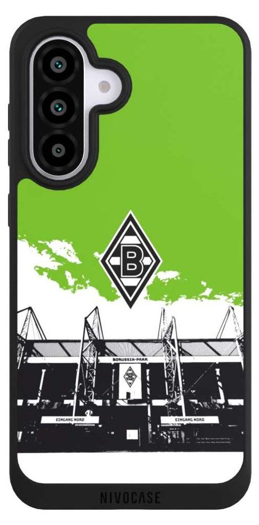 NIVOCASE Handyhülle für Samsung Galaxy A56 5G Hülle NIVOpure Case Schwarz Borussia Mönchengladbach Fanartikel Stadion