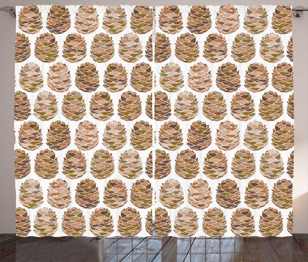 ABAKUHAUS Pine Cone Rustikaler Vorhang, Wald Mutter Erde, Wohnzimmer Universalband Gardinen mit Schlaufen und Haken, 280 x 175 cm, Grün Braun Umbe...